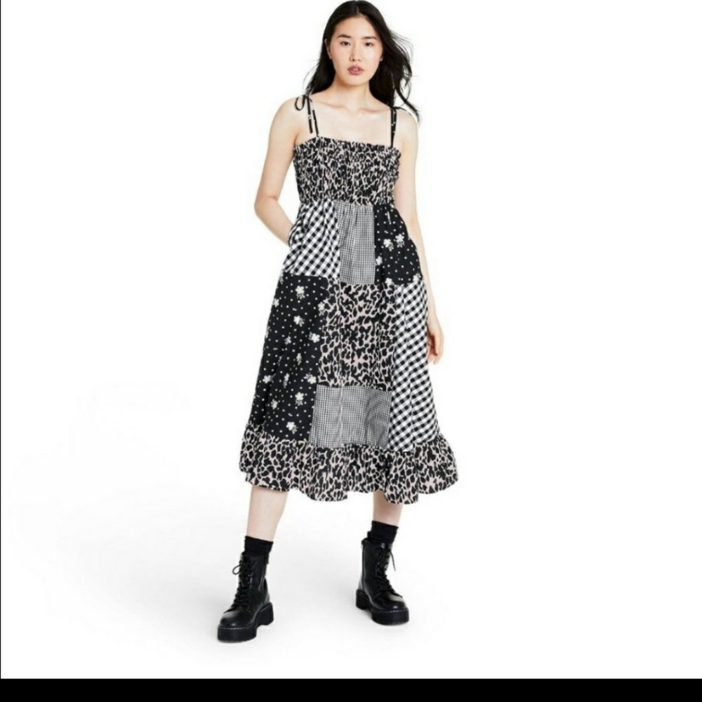 Sandy Liang for Target L Black and White Patchwork dress